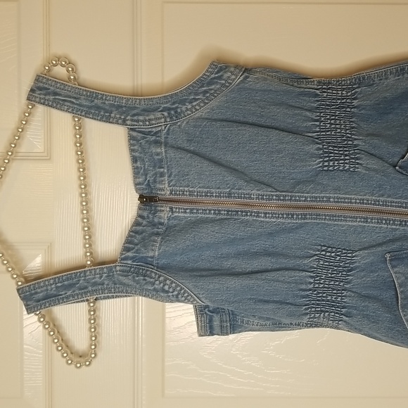 Madewell Womens Denim Smock Waist Sleeveless Jumpsuit - Picture 4 of 15